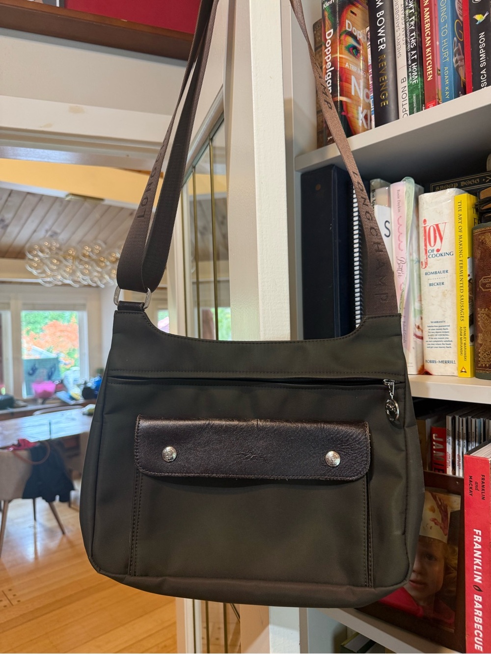 Longchamp Crossbody Shoulder Bag - Black/Brown